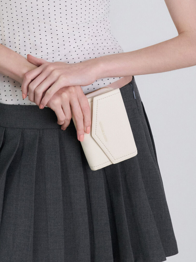 Stitch Trim Envelope Wallet, Cream, hi-res