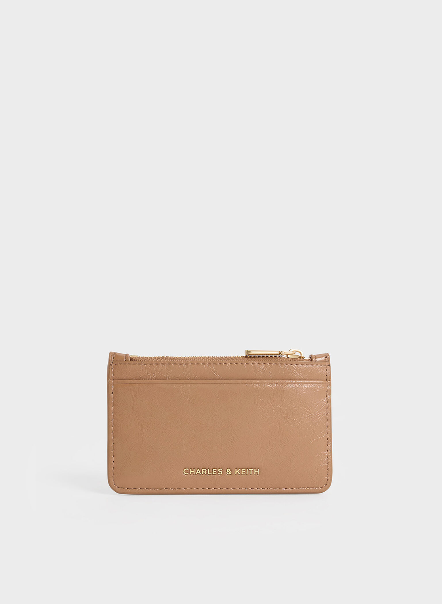 Donna Crinkle-Effect Panelled Card Holder, Tan, hi-res