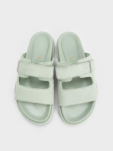 Kori Suede Slide Sandals, Mint Green, hi-res