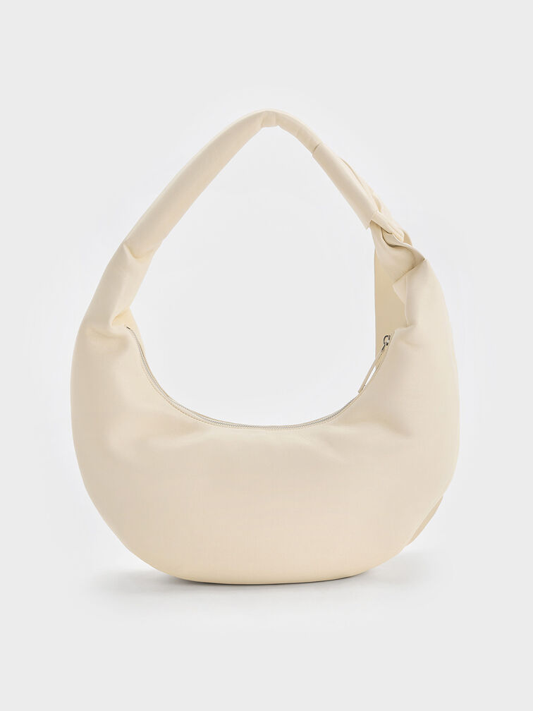 Toni Knotted Crescent Hobo Bag, Chalk, hi-res