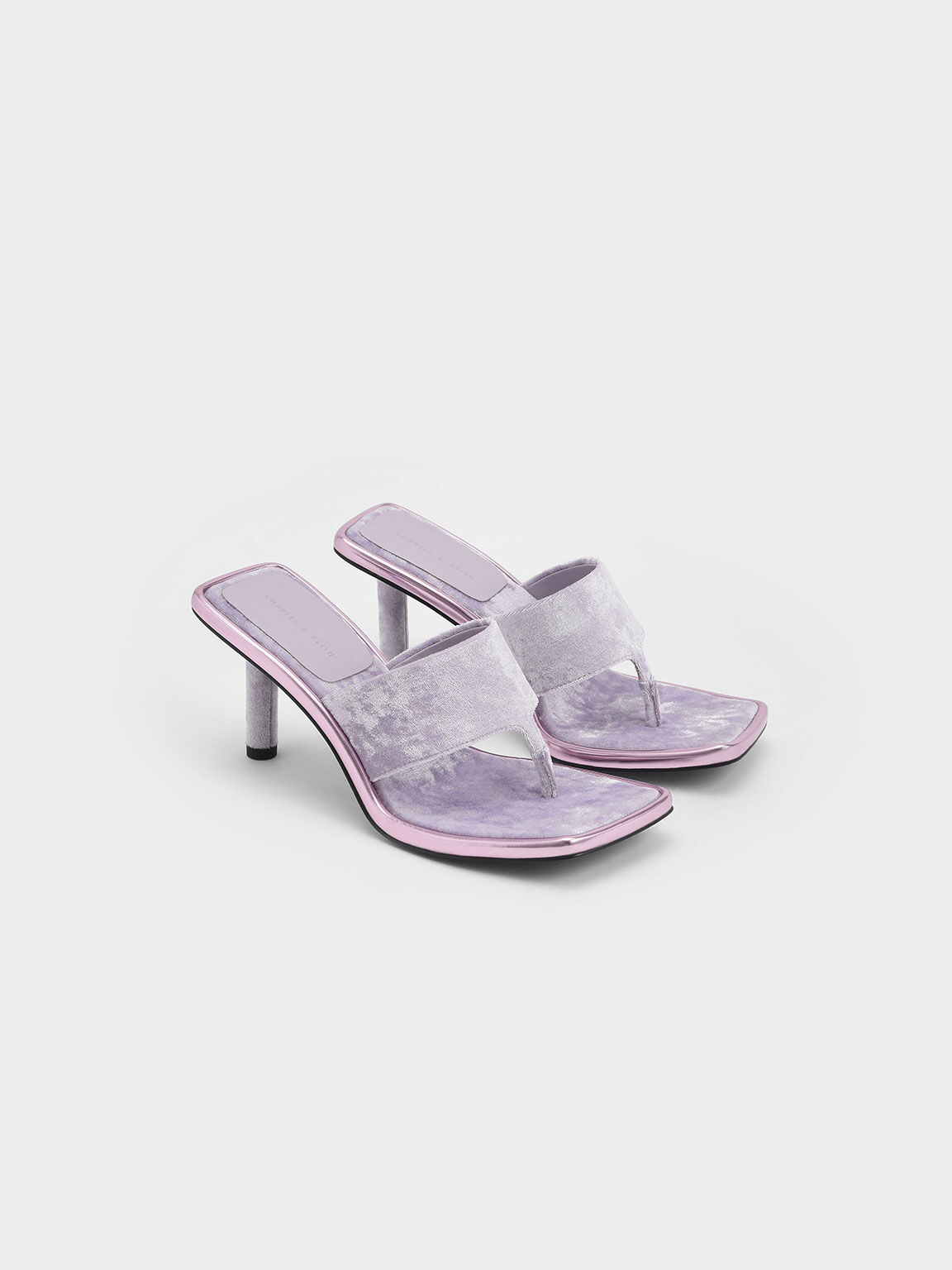 Etta Velvet Heeled Thong Sandals​, Lilac, hi-res