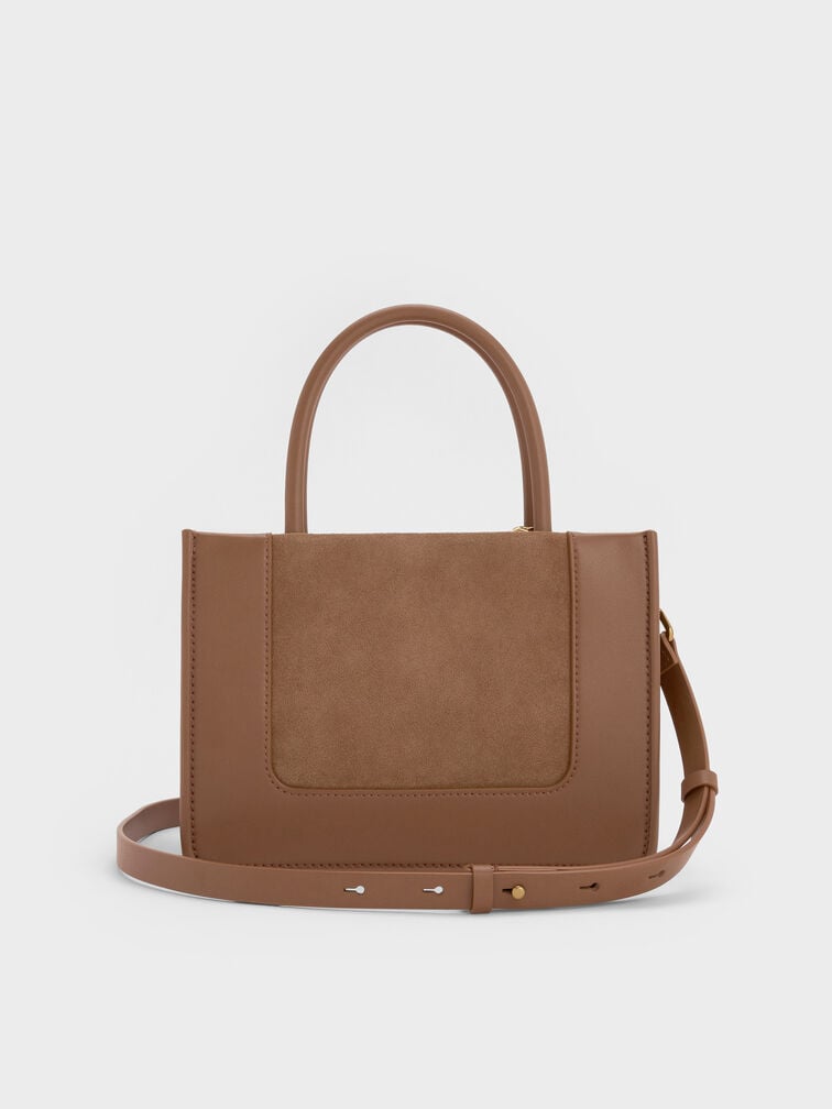 Mini Daylla Recycled Suede Tote Bag, Mocha Brown, hi-res