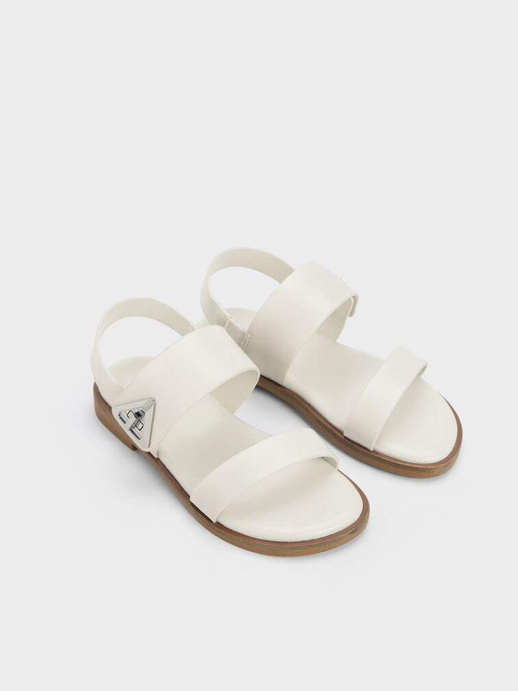 Girls' Trice Metallic Accent Sandals, Chalk, hi-res