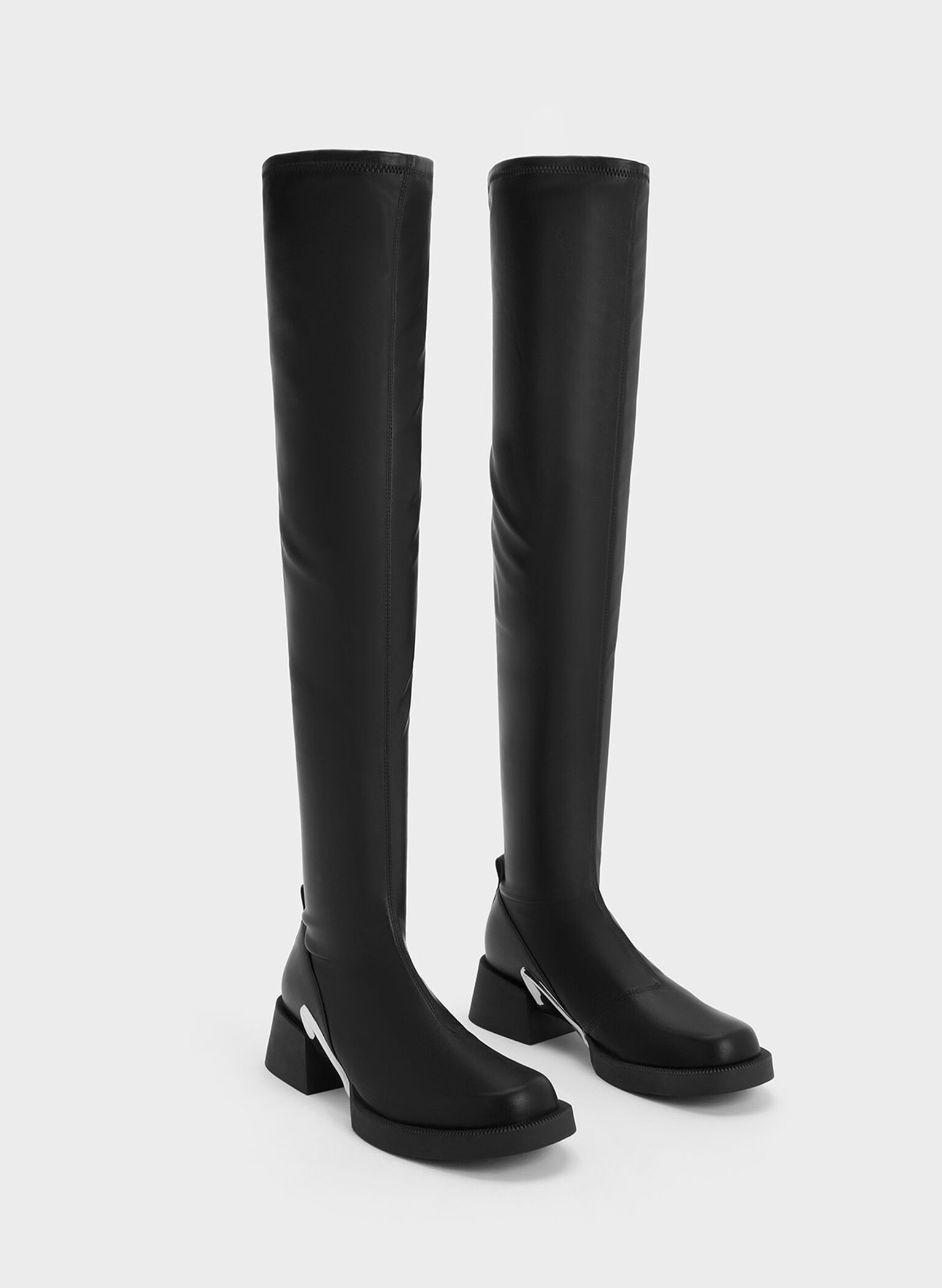Devon Metallic-Accent Thigh-High Boots, Black, hi-res