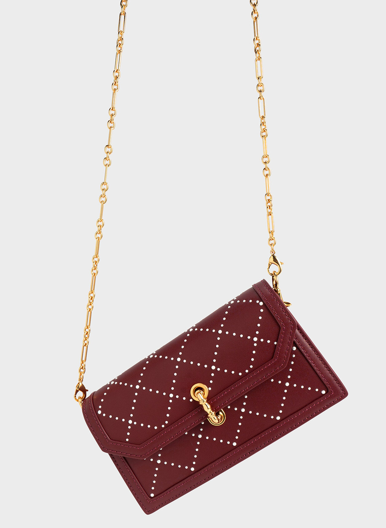 Marietta Textured Quilted Crossbody Bag, Burgundy, hi-res