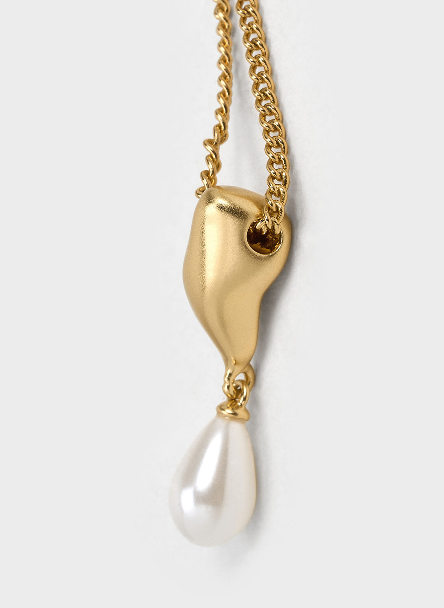 Corrine Teardrop Pearl Necklace, Brush Gold, hi-res