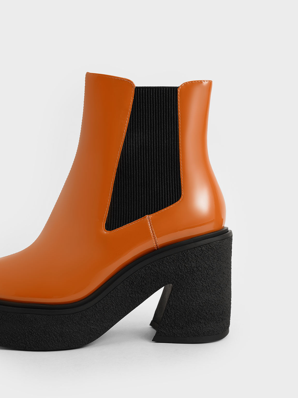 Odette Patent Leather Chelsea Platform Boots, Cognac, hi-res