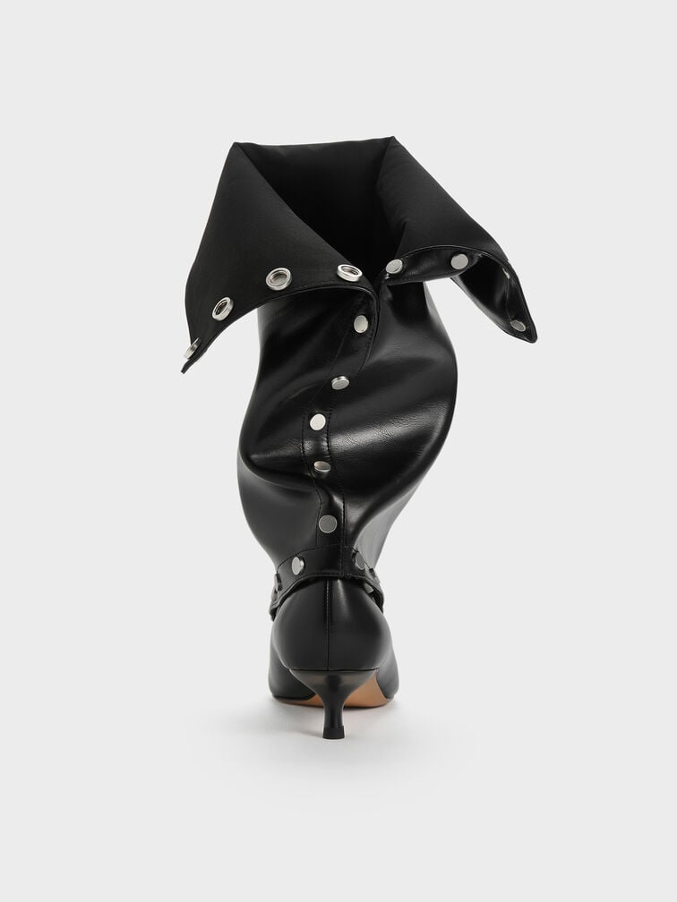 Gael Studded Convertible Kitten-Heel Knee-High Boots, Black, hi-res
