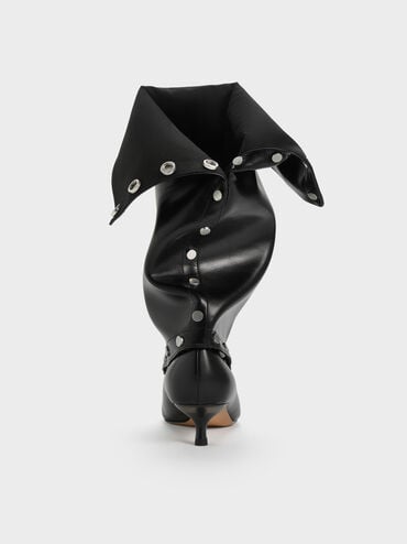 Gael Studded Convertible Kitten-Heel Knee-High Boots, Black, hi-res