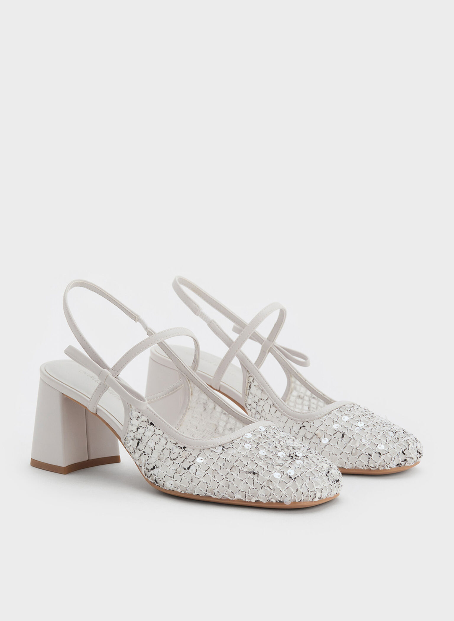 Mesh Sequinned Slingback Mary Jane Pumps, Multi, hi-res