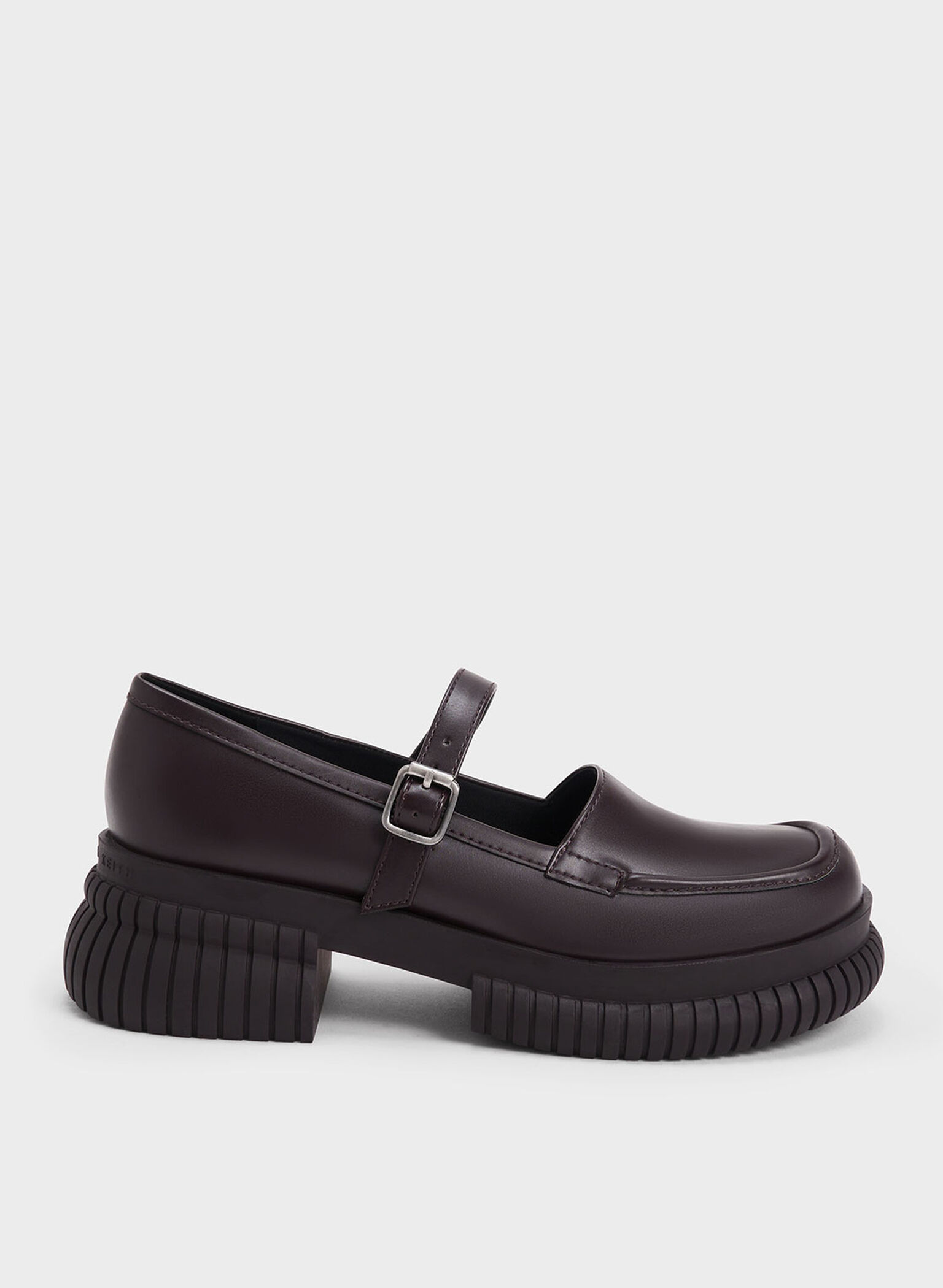 Buckled Mary Jane Loafers, Dark Brown, hi-res