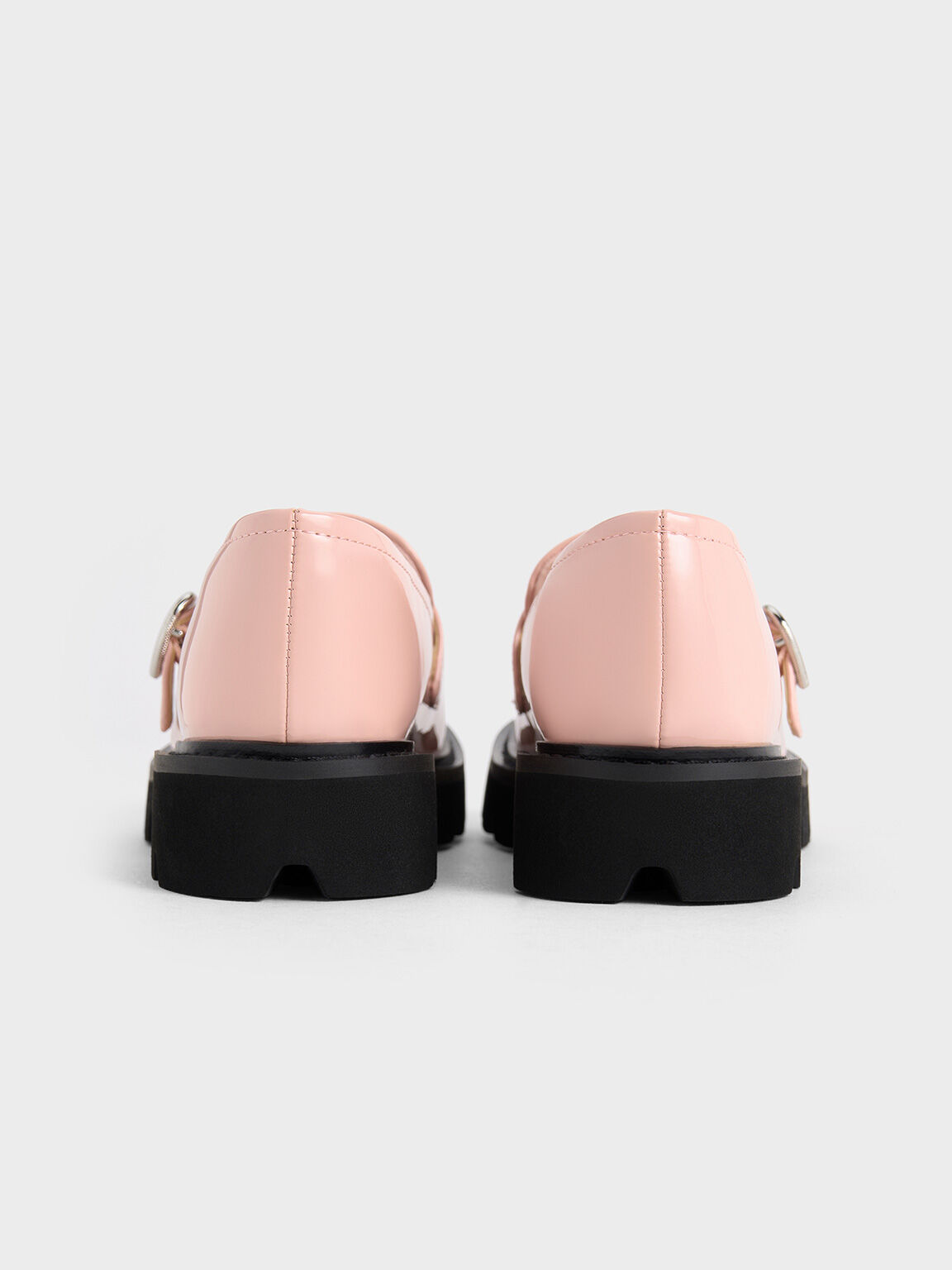 Girls Patent Heart Buckle Loafers Pink