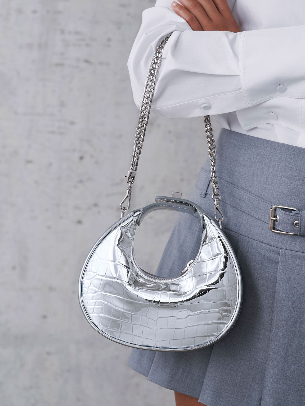Mini top bag silver