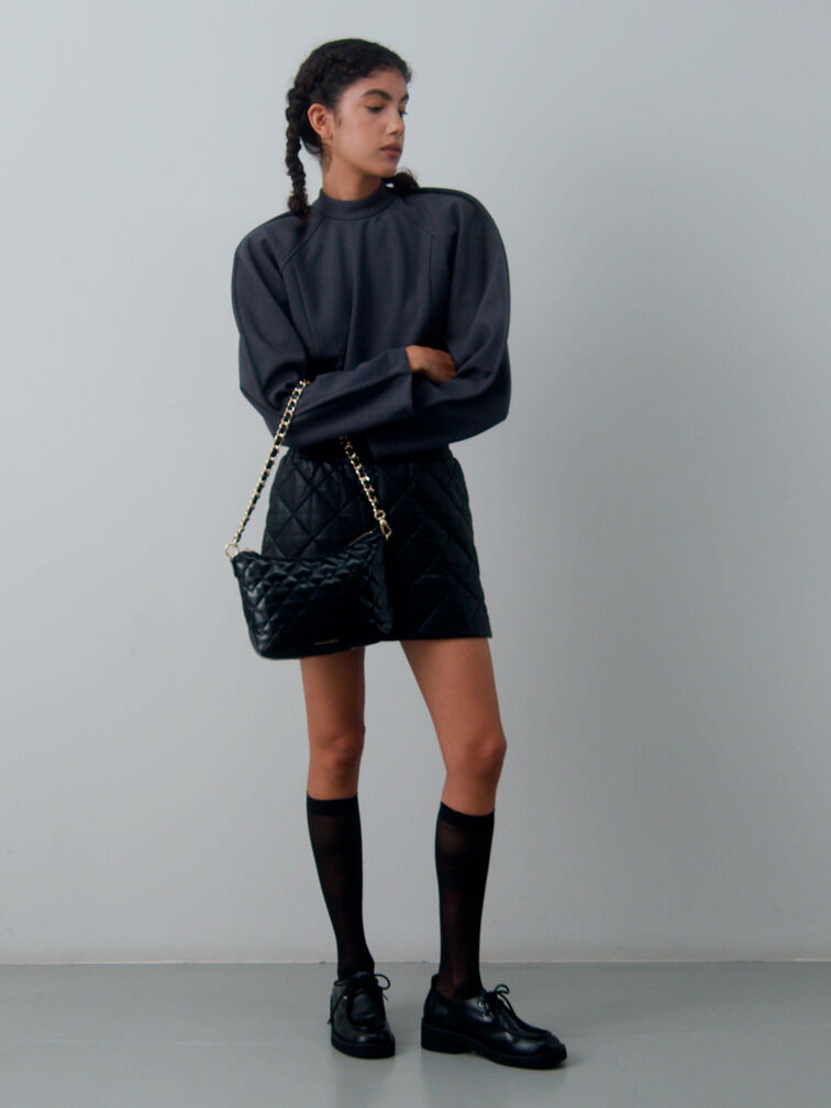 Duo Quilted Slouchy Hobo Bag, Black, hi-res