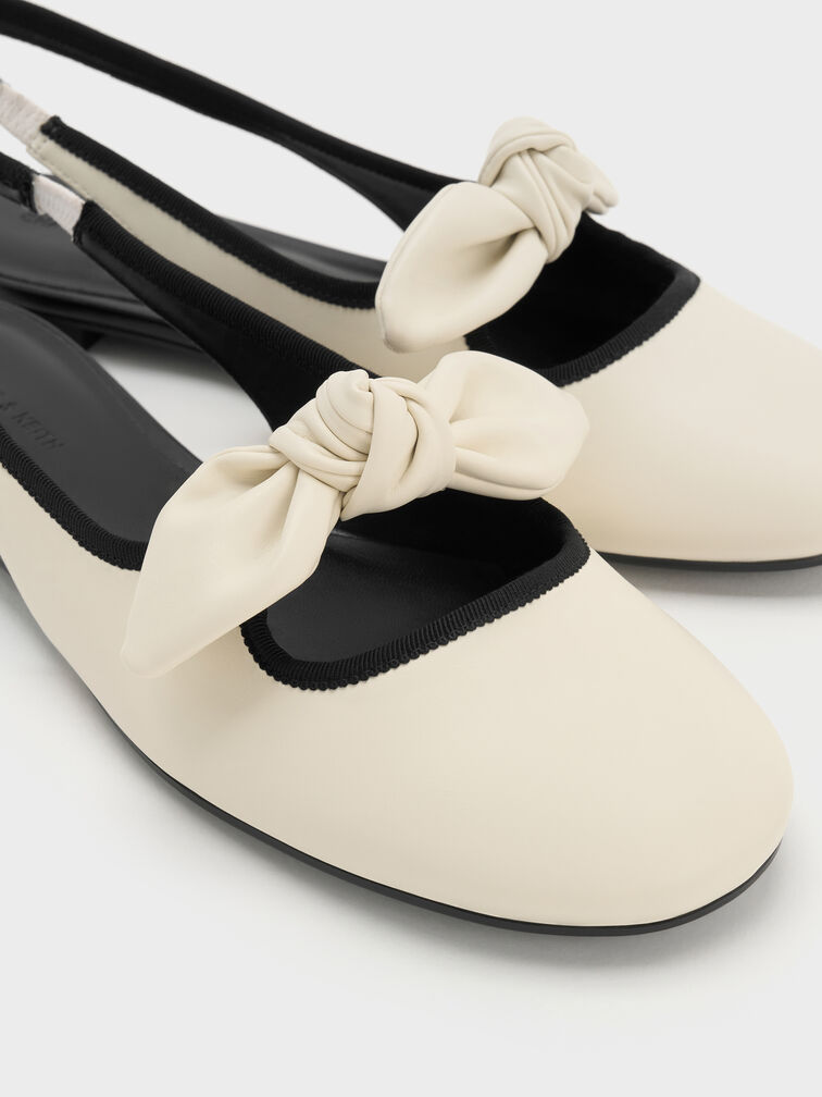 Knotted Bow Slingback Flats, Chalk, hi-res