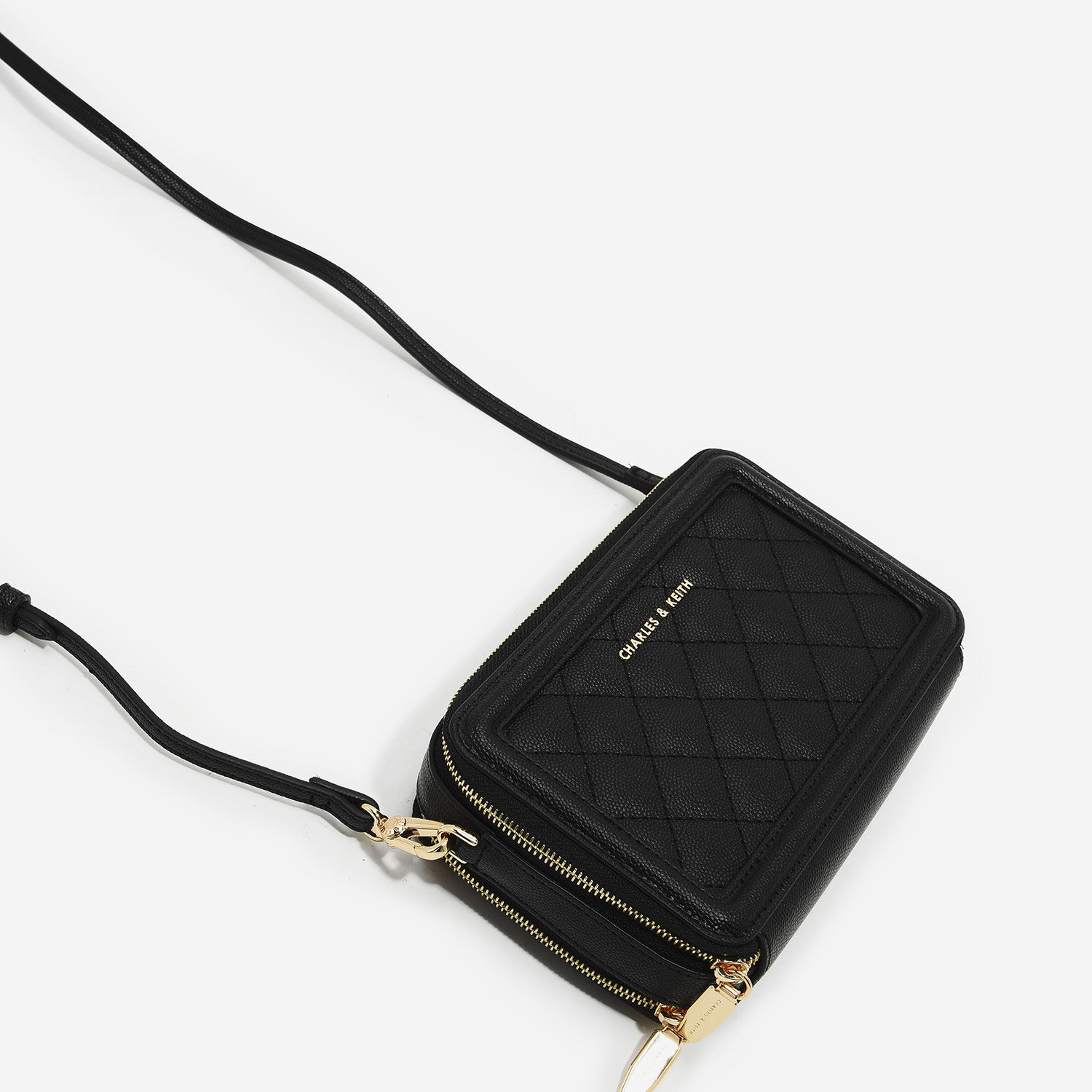 Black Quilted Boxy Long Wallet CHARLES KEITH UK
