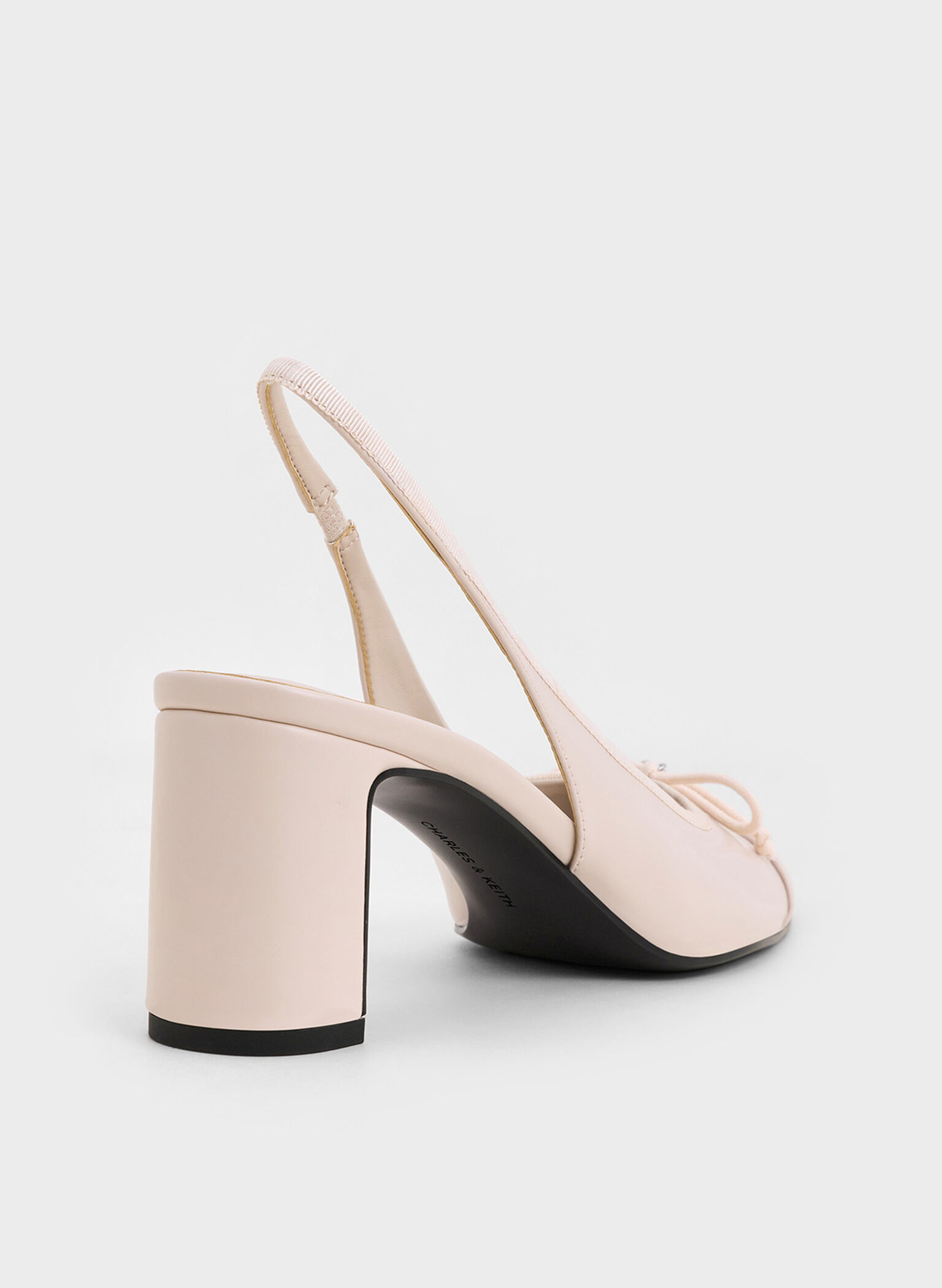 Bow Cap-Toe Slingback Pumps, Cream, hi-res