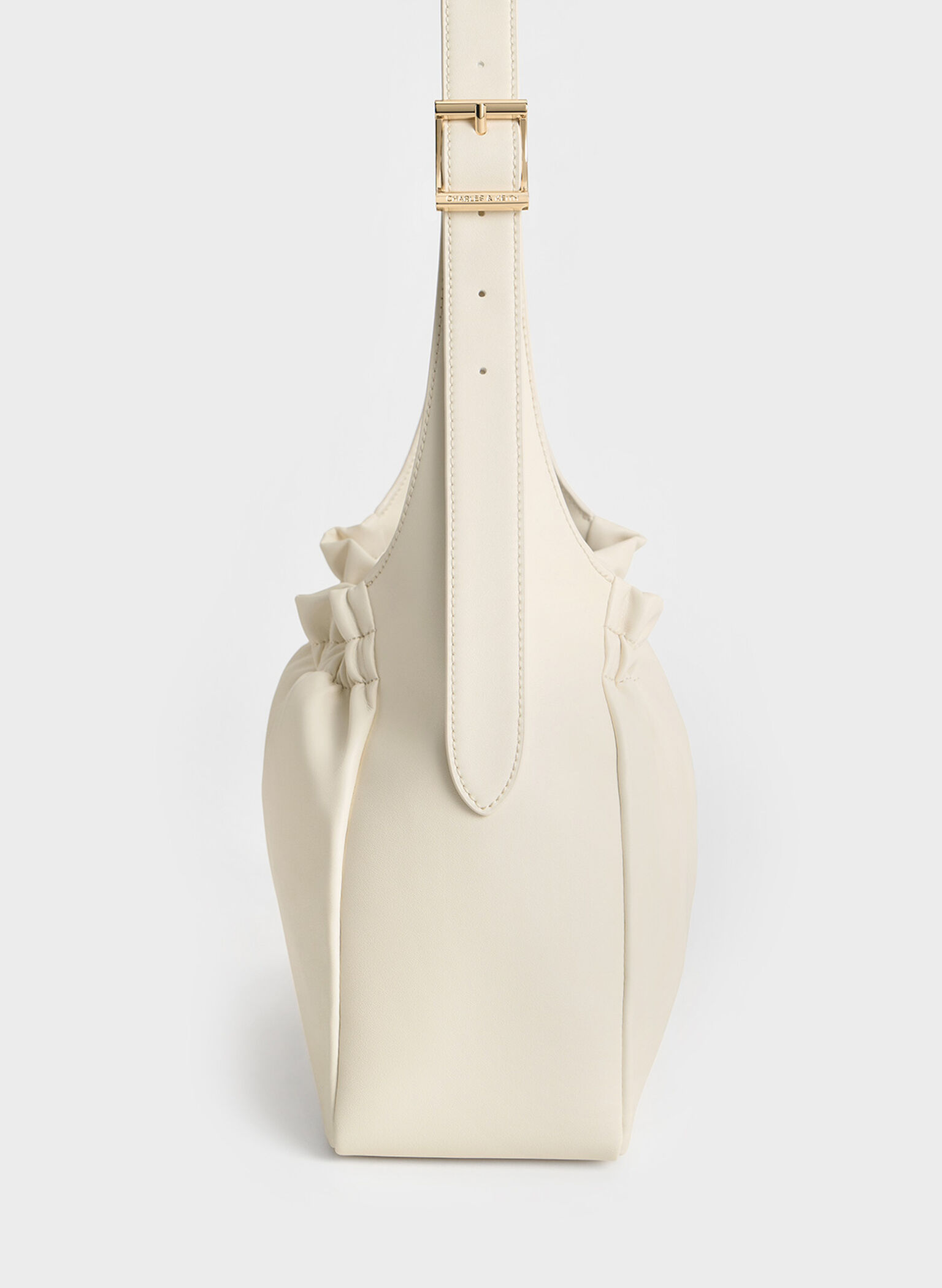 Brigette Ruched Shoulder Bag, Cream, hi-res