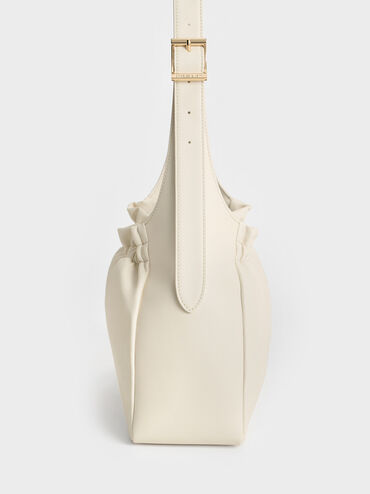 Brigette Ruched Shoulder Bag, Cream, hi-res