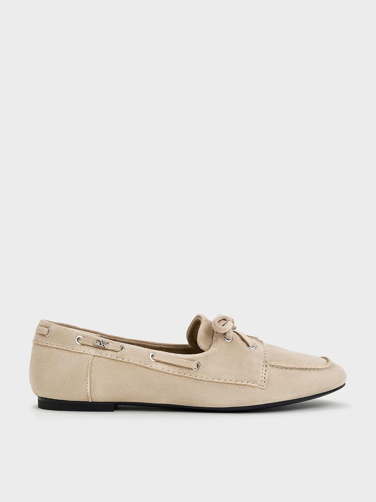 Kori Suede Boat Shoes, Beige, hi-res