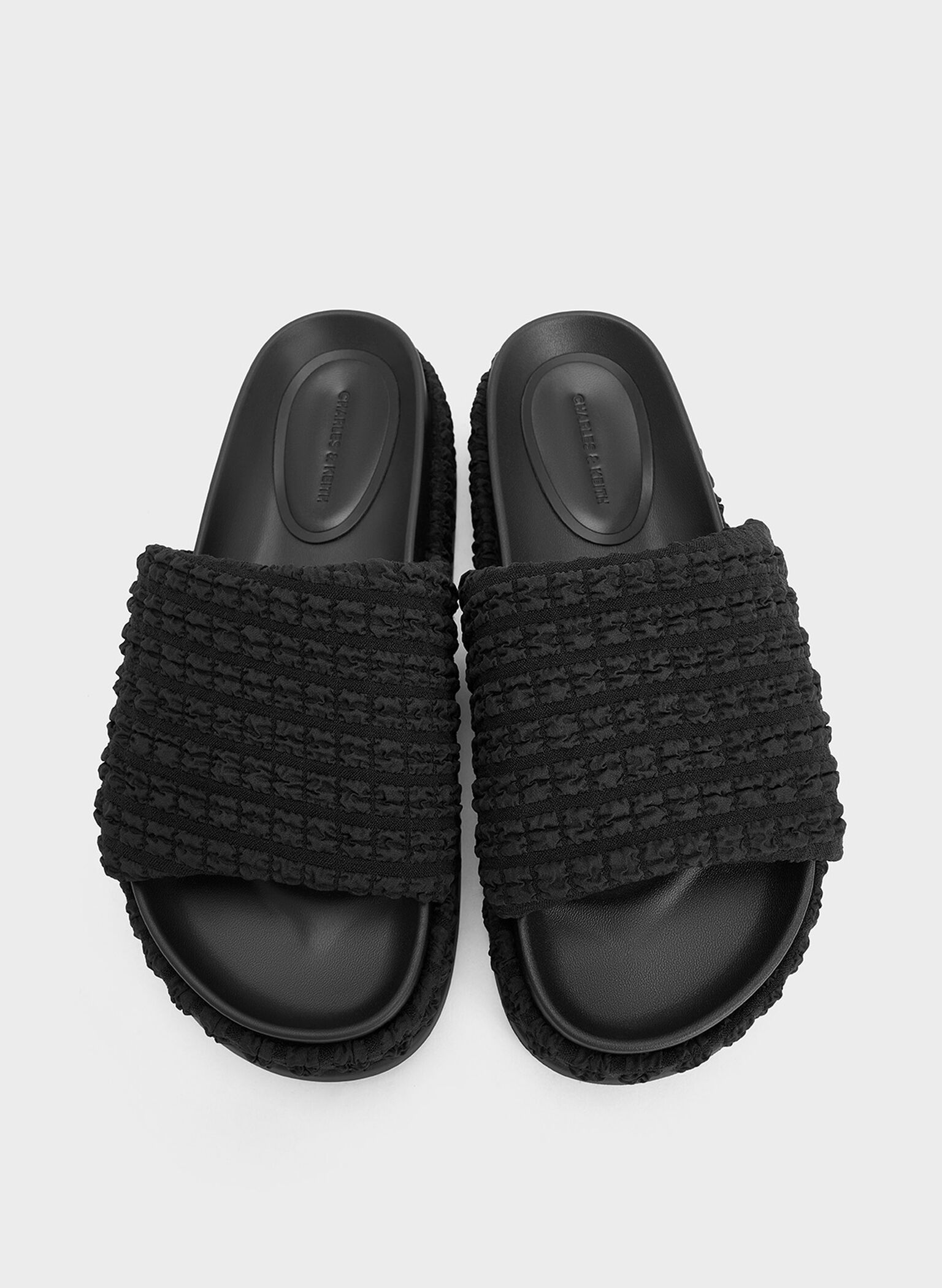Loren Textured Platform Sandals, Black Textured, hi-res