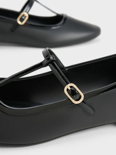 T-Bar Mary Jane Flats, Black, hi-res