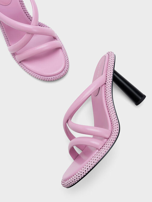 Crossover Crystal-Embellished Mules, Lilac, hi-res
