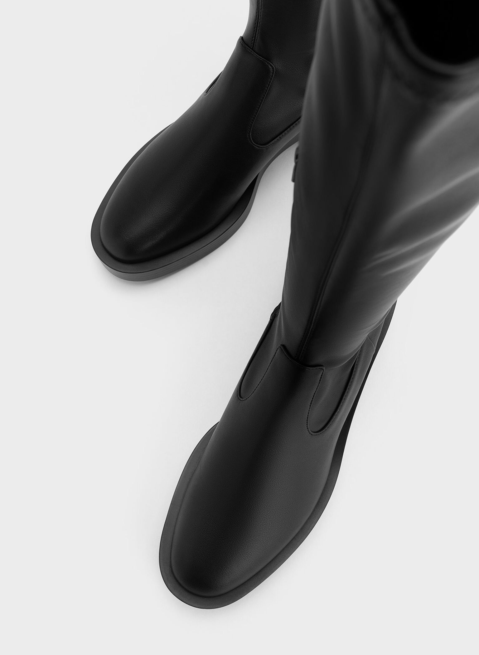 Side Zip Knee-High Boots, Black, hi-res