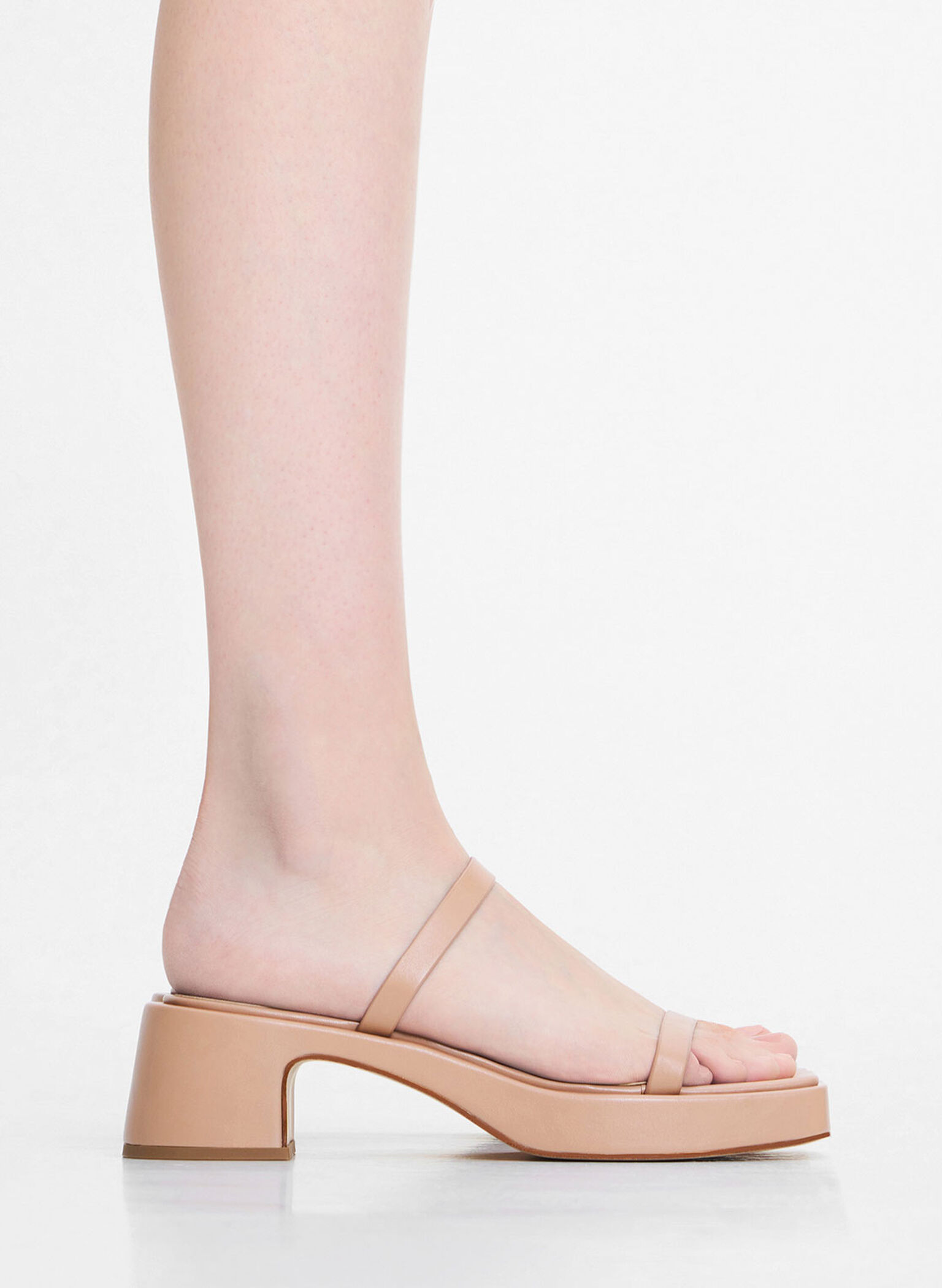 Square-Toe Platform Sandals, Nude, hi-res