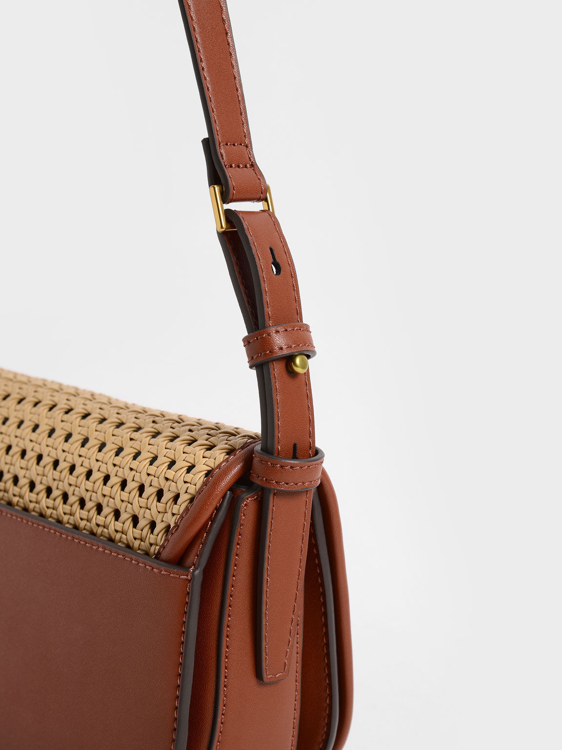 Brown Woven Flap Shoulder Bag - CHARLES & KEITH UK