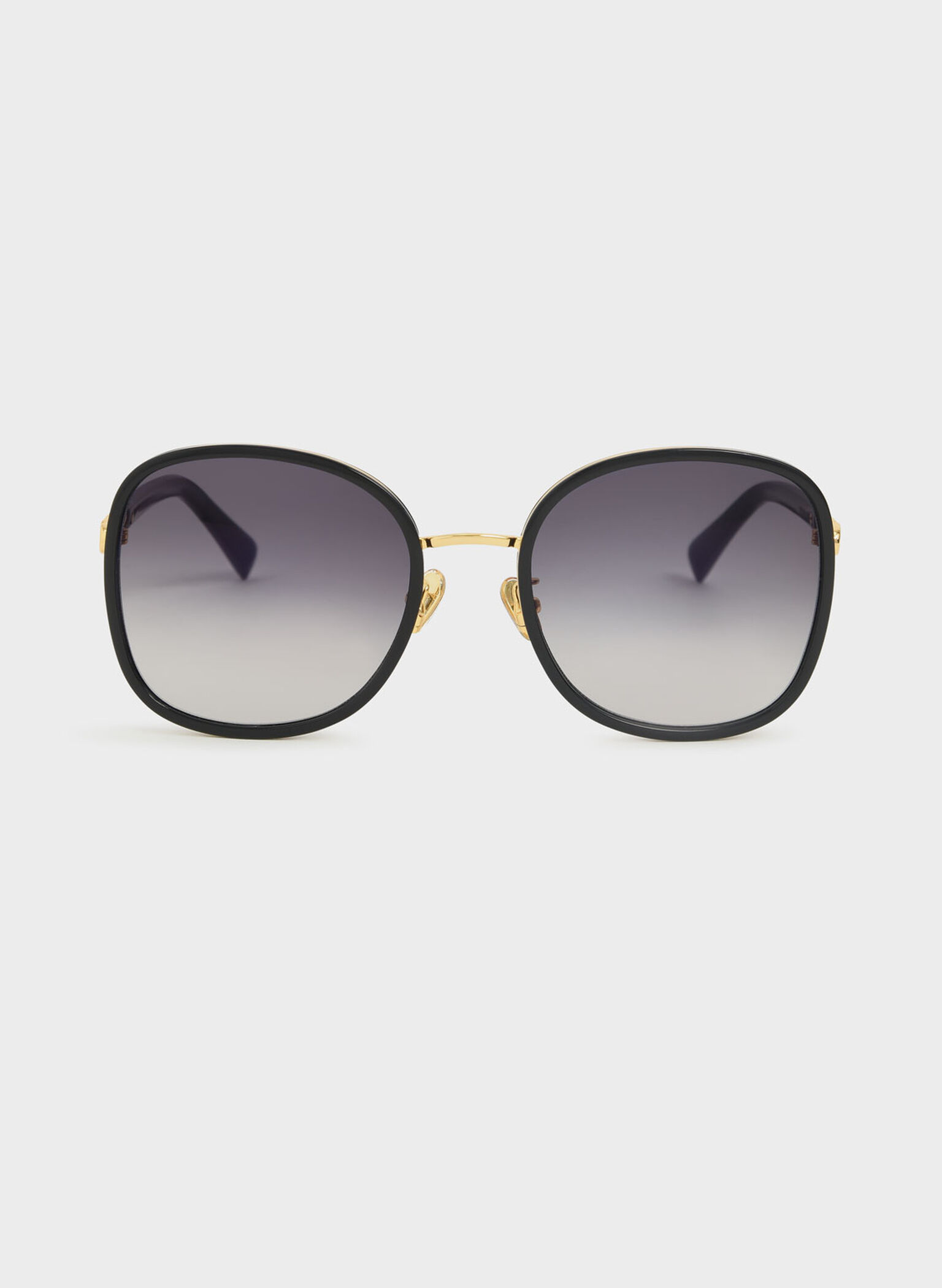 Braided Temple Butterfly Sunglasses, Black, hi-res