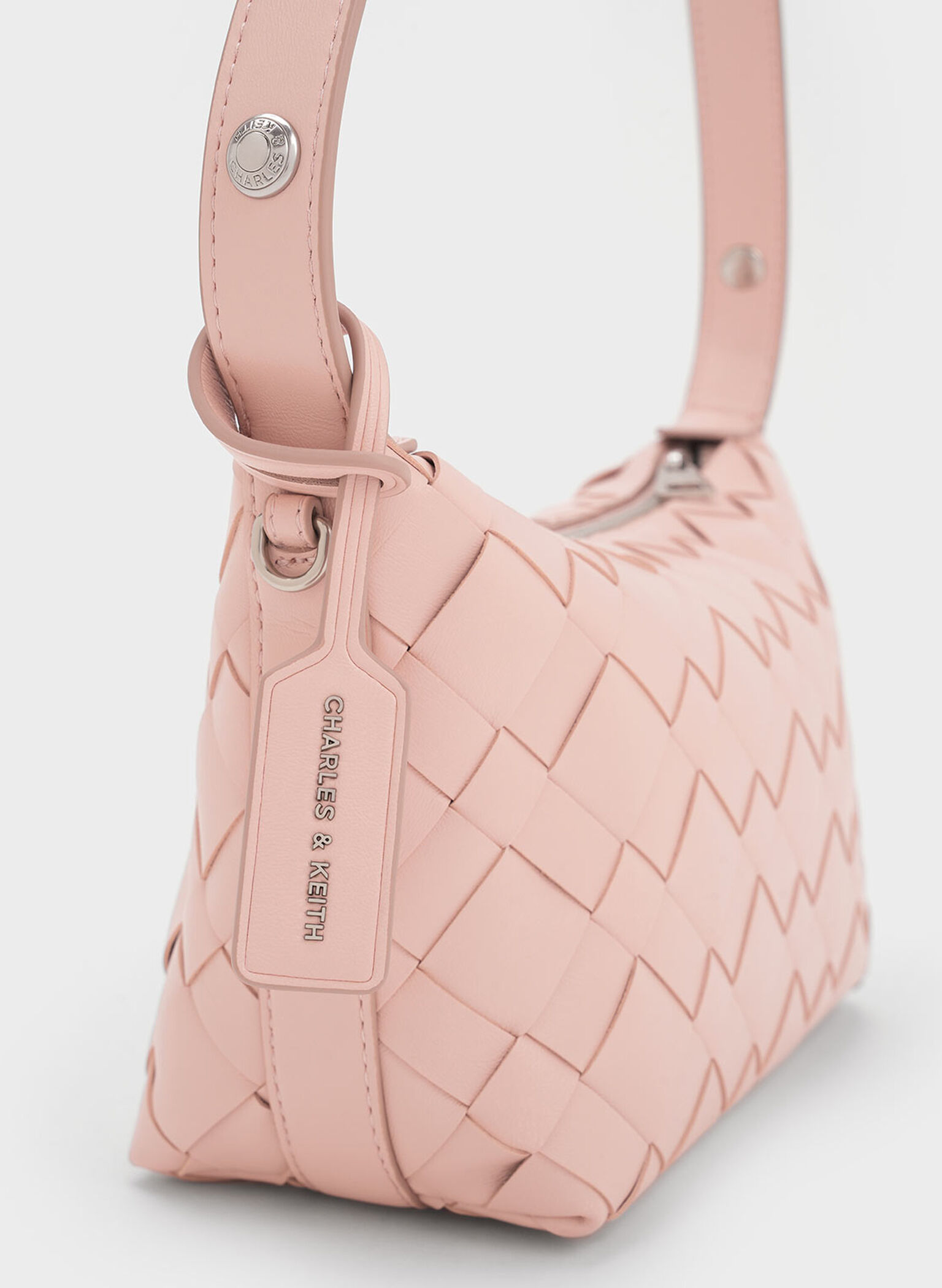 Ivette Woven Shoulder Bag, Light Pink, hi-res