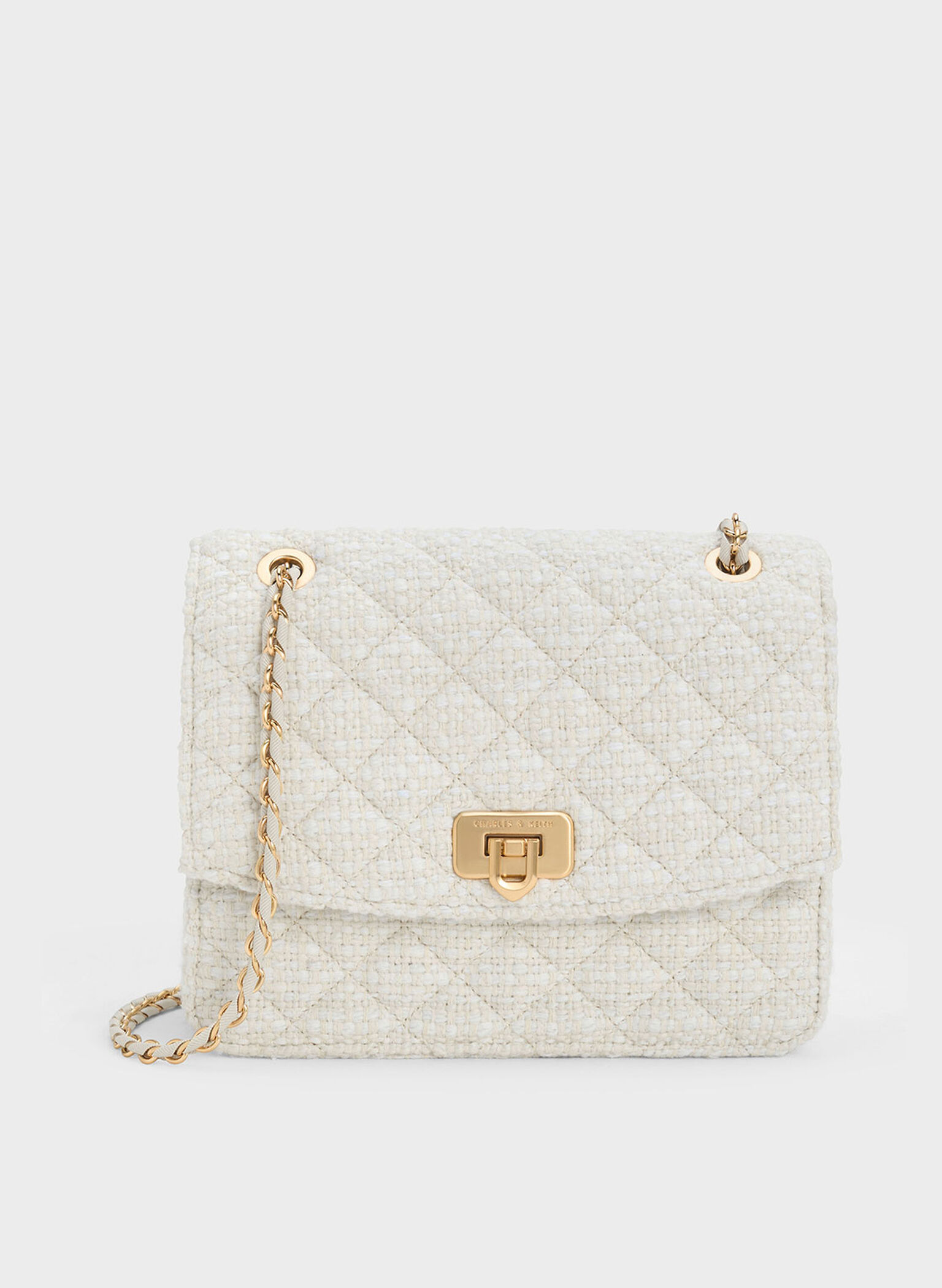 Cressida Tweed Chain Strap Bag, Chalk, hi-res