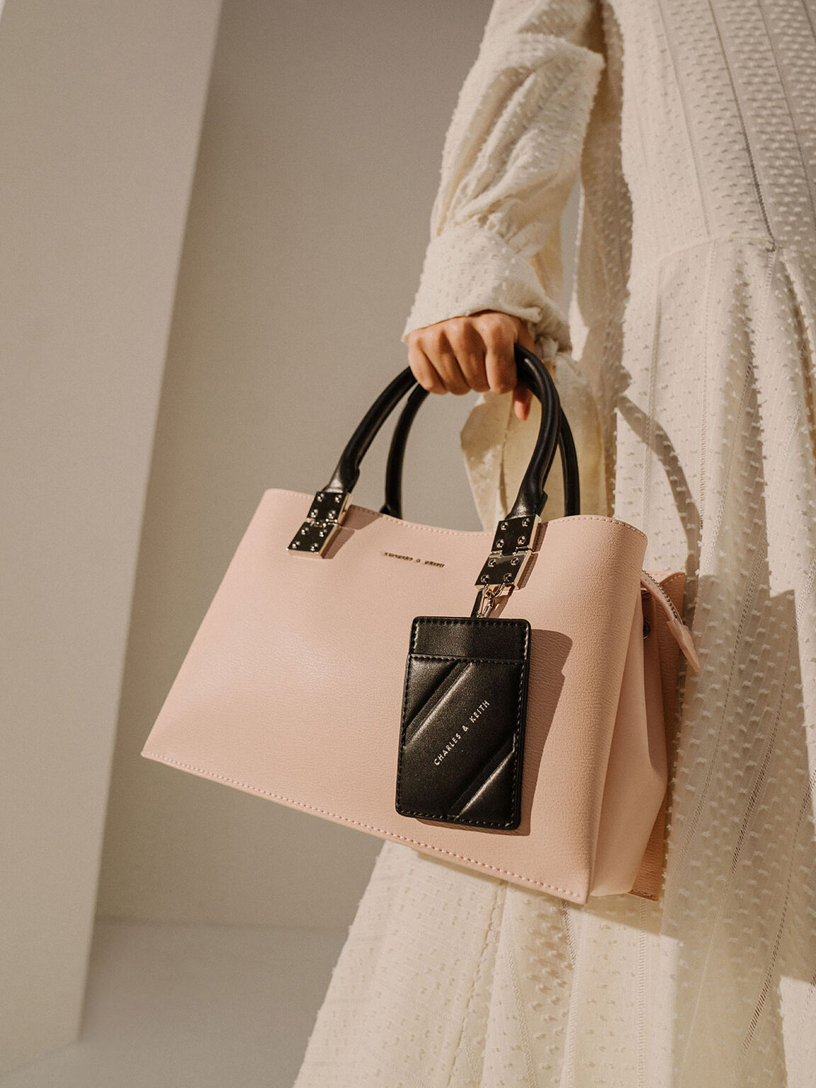 Pink Double Top Handle Structured Bag - CHARLES & KEITH UK