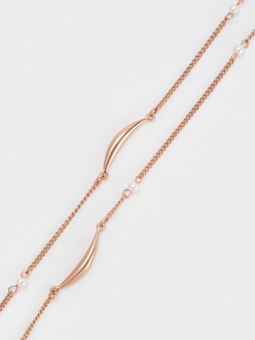 Corrine Pearl Sculptural Necklace, Rose Gold, hi-res