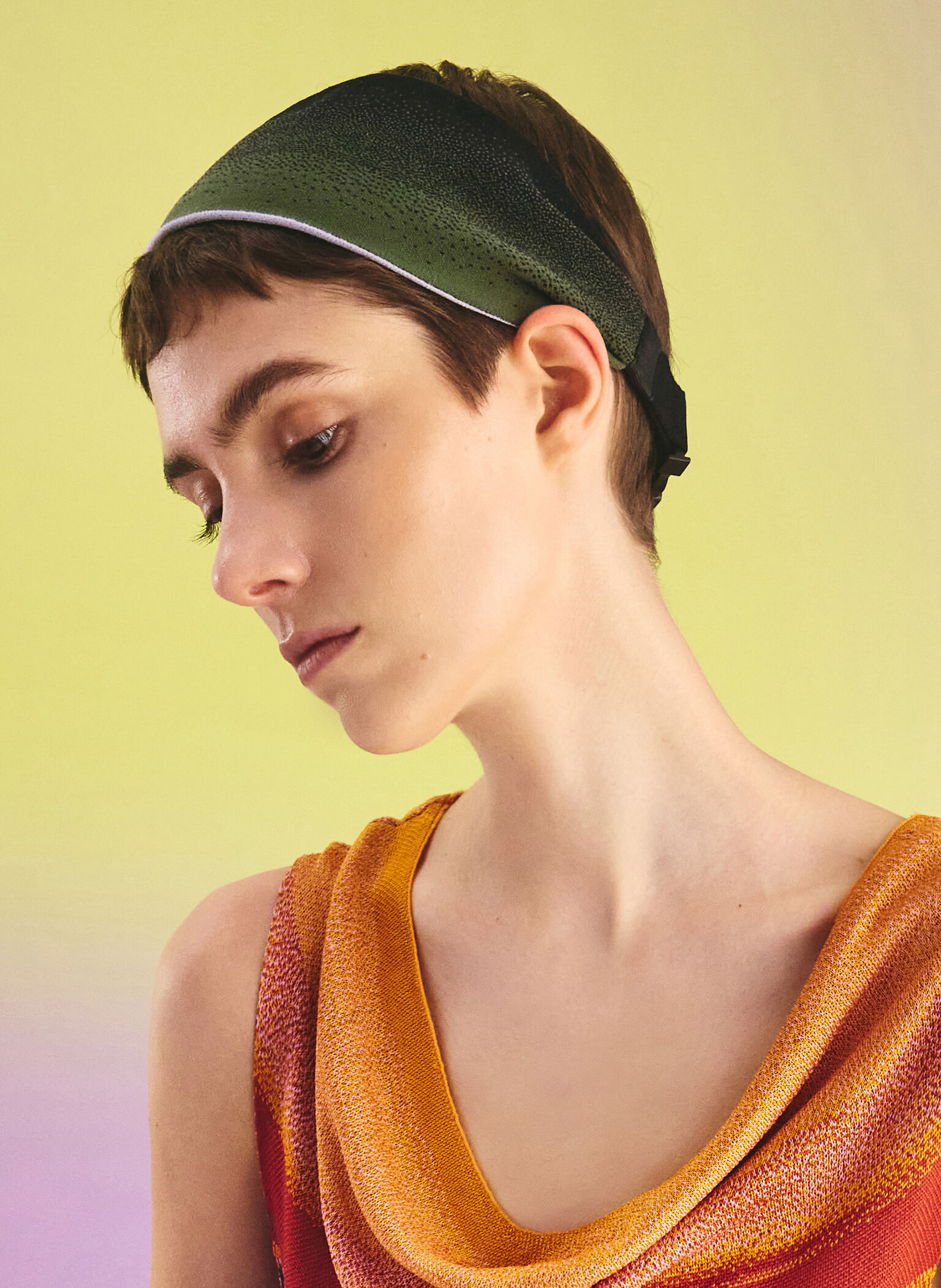 Recycled Polyester Knitted Gradient Reversible Headband, Multi, hi-res