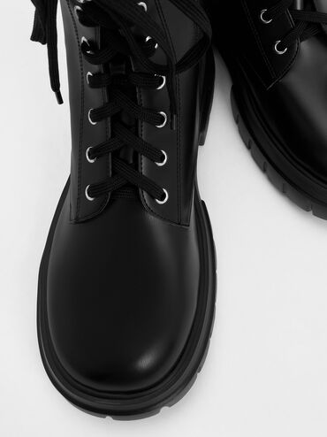 Lace-Up Ankle Boots, Black, hi-res