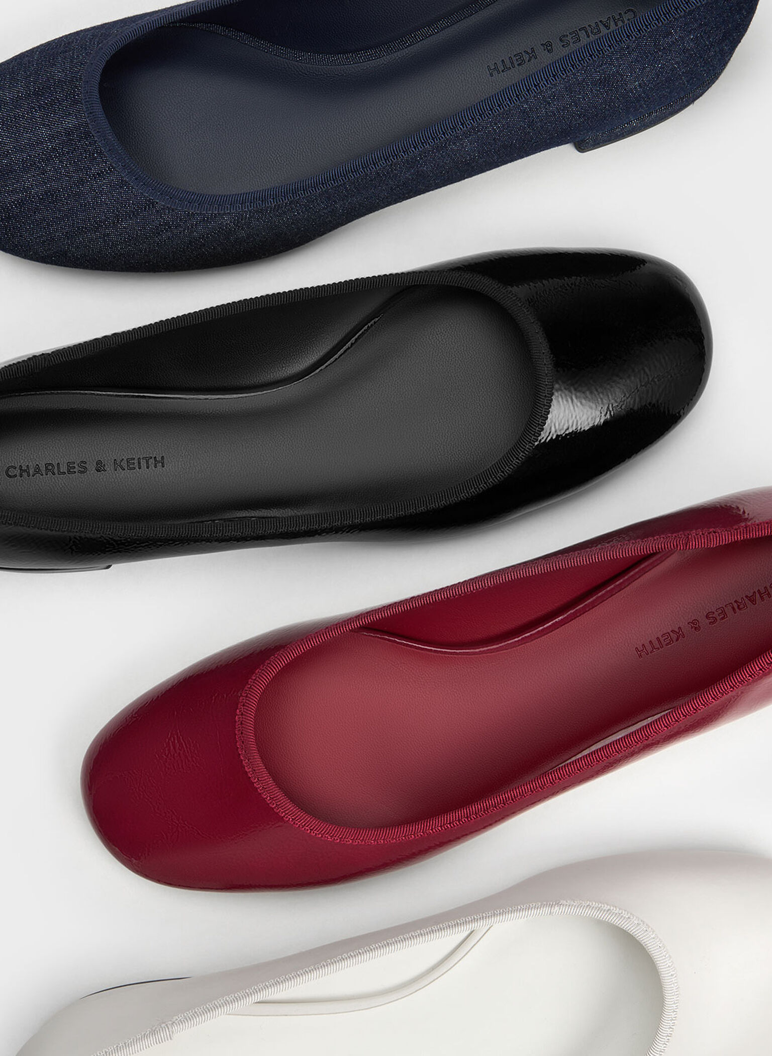 Patent Ankle-Strap Ballet Flats, Black Patent, hi-res