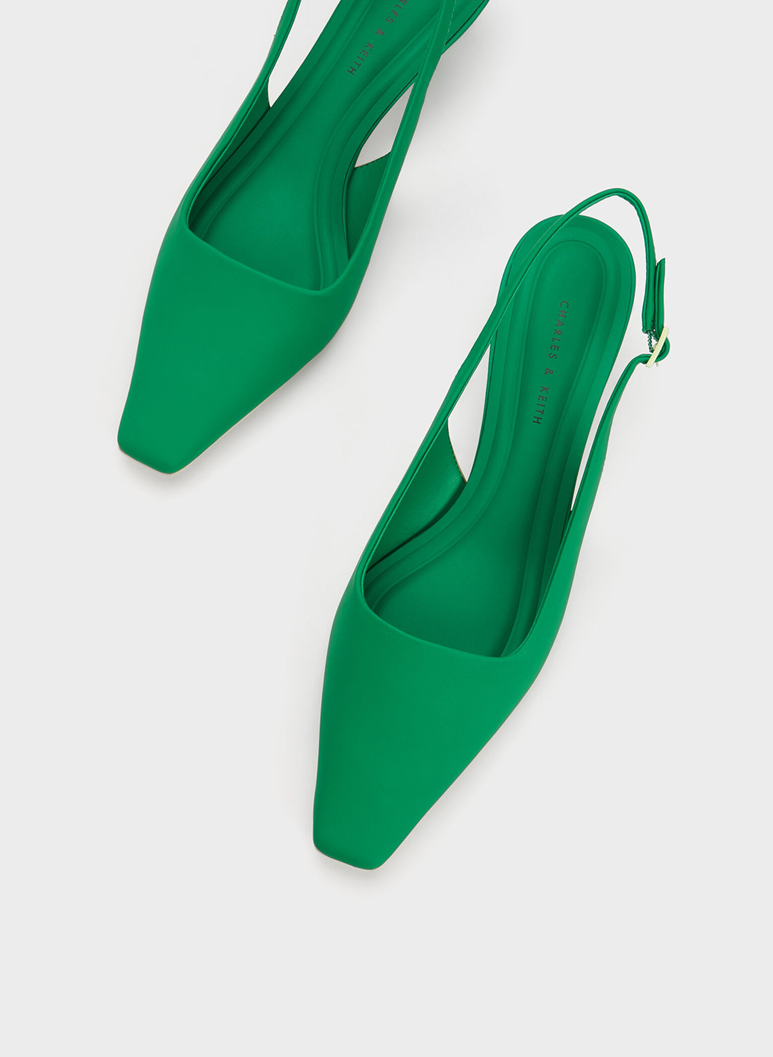 Vita Square-Toe Slingback Pumps, Green, hi-res