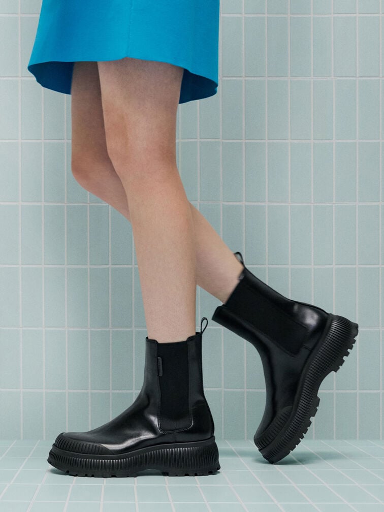 Darra Ridged-Sole Chelsea Boots, Black, hi-res