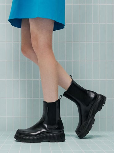 Darra Ridged-Sole Chelsea Boots, Black, hi-res