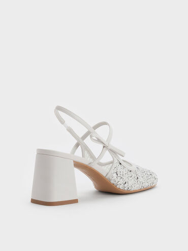 Mesh Sequinned Slingback Mary Jane Pumps, Multi, hi-res
