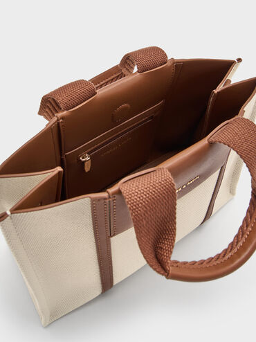 Mini Shalia Canvas Tote Bag, Beige Canvas, hi-res