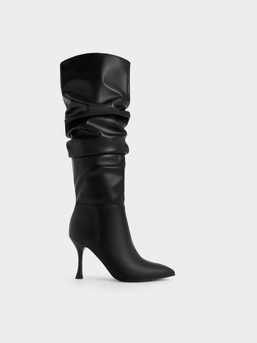 Aster Ruched Knee-High Boots, Black, hi-res