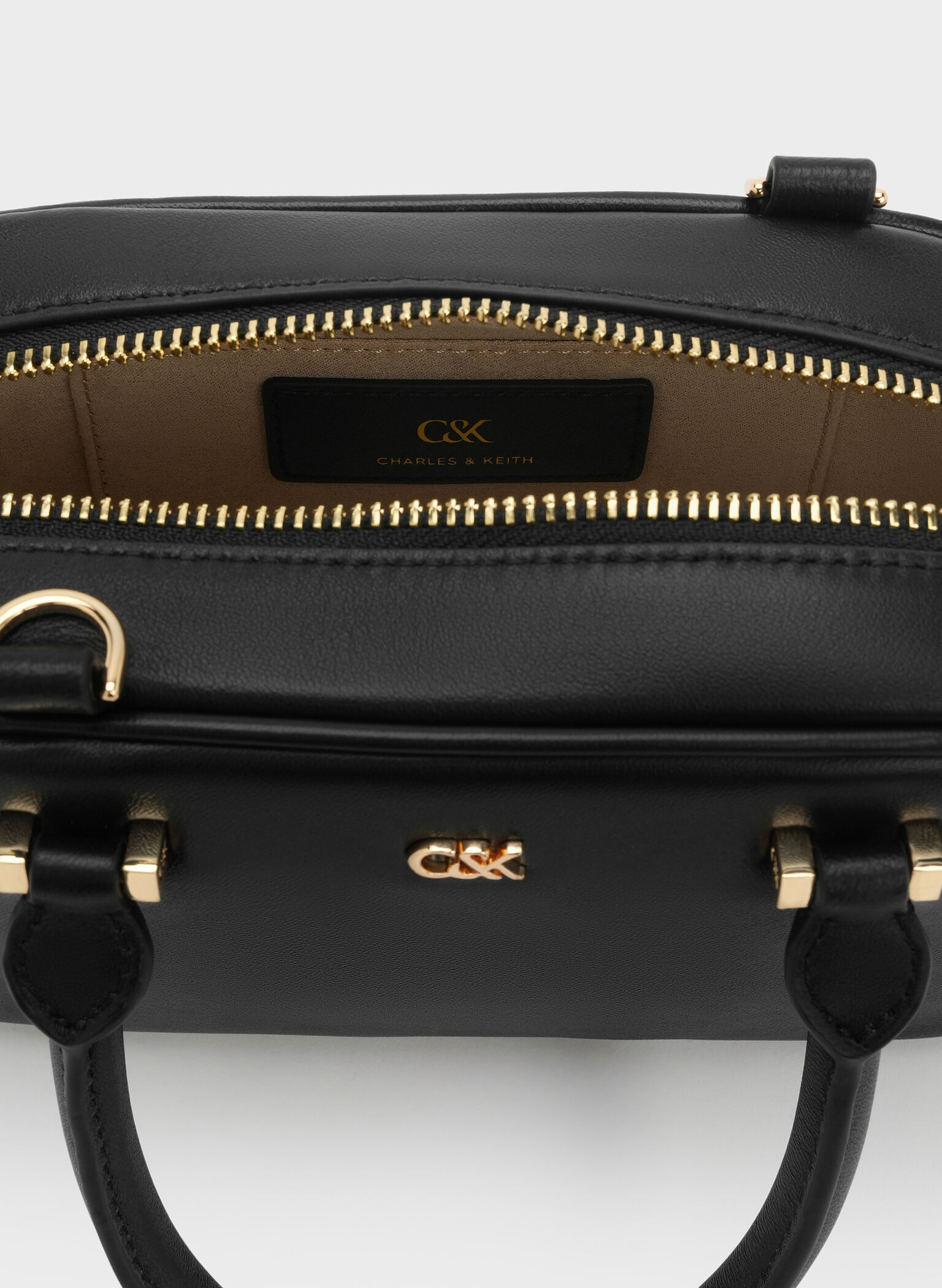 Leather Bowling Bag, Black, hi-res