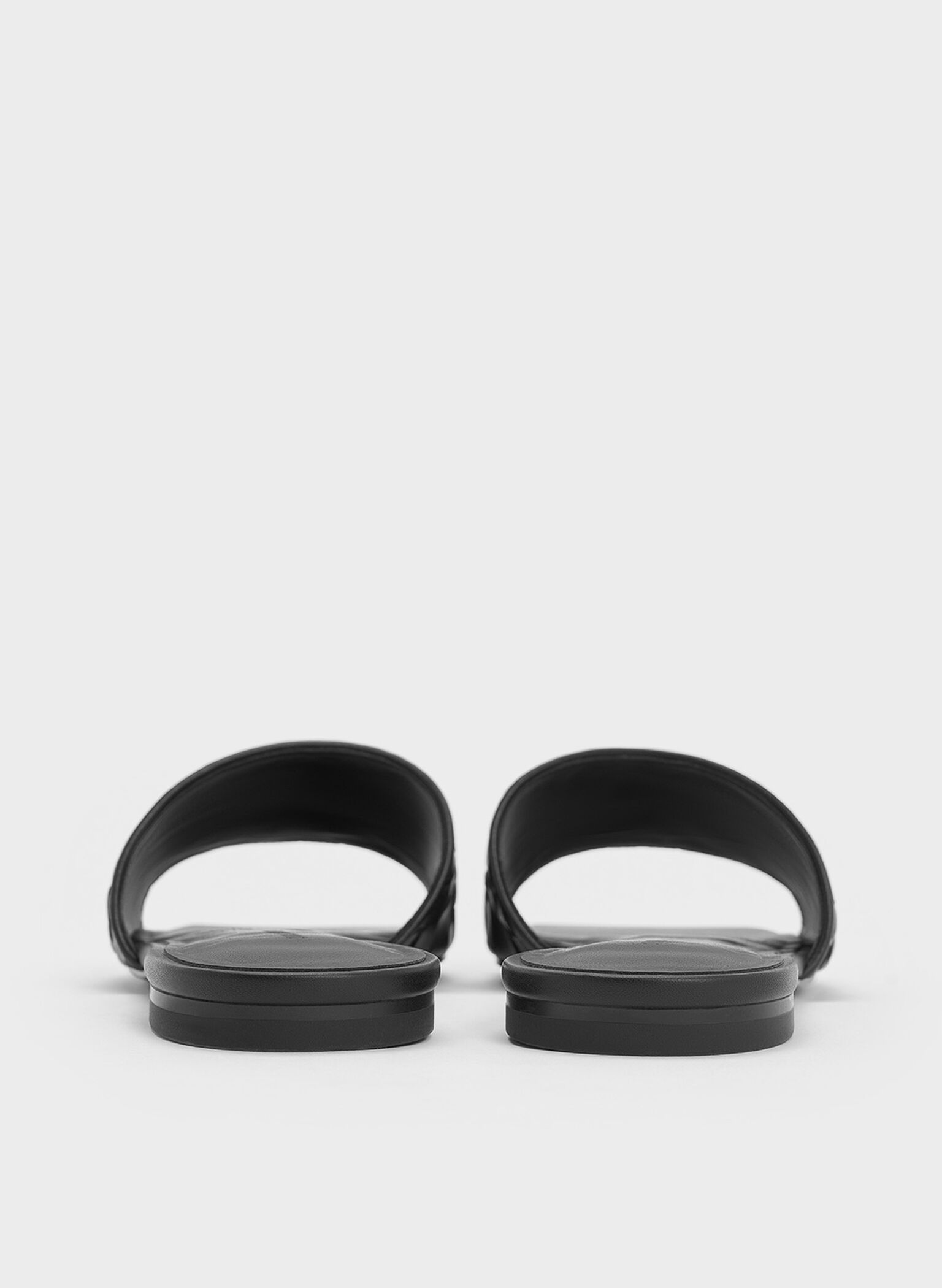 Woven Slide Sandals, Black, hi-res