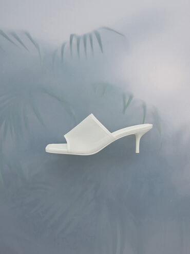 Loren Mesh Kitten-Heel Mules, White, hi-res