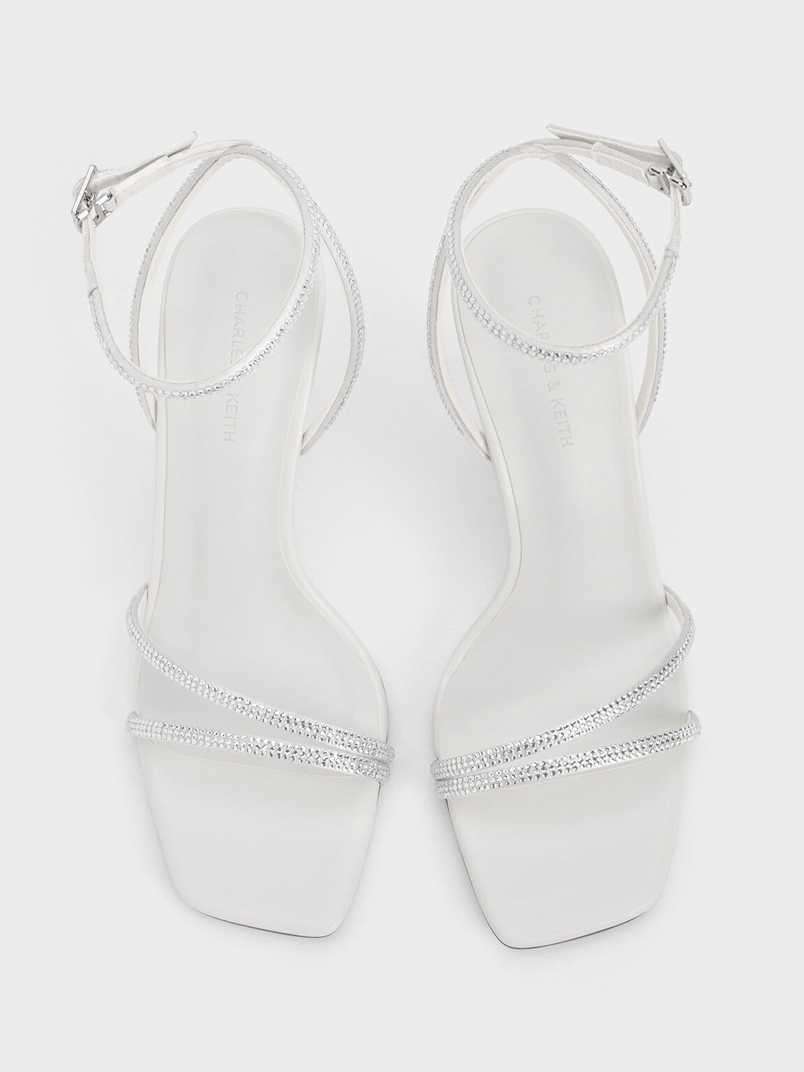 White crystal sandals hotsell