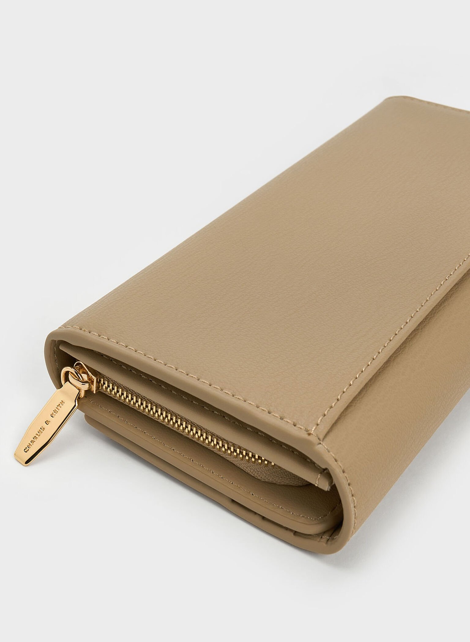 Muriel Front Flap Long Wallet, Sand, hi-res