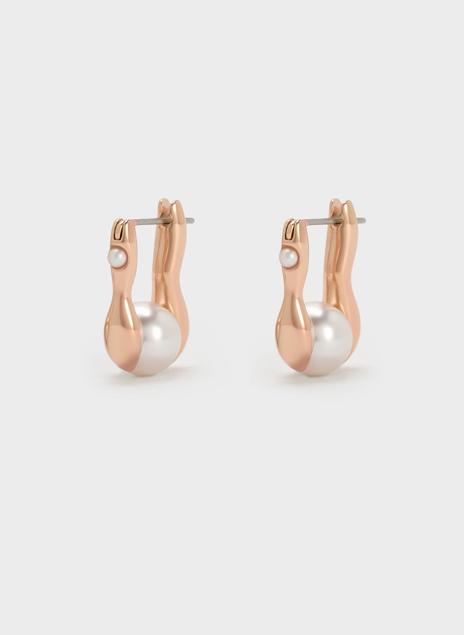 Corrine Pearl Sculptural Drop Earrings, Rose Gold, hi-res